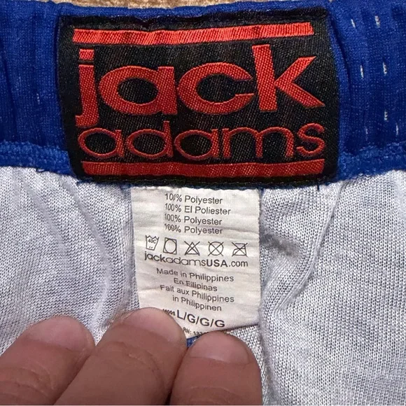 Jack Adams Air Mesh Track Shorts Blue White Trim Size L Athletic Runner - Picture 7 of 7